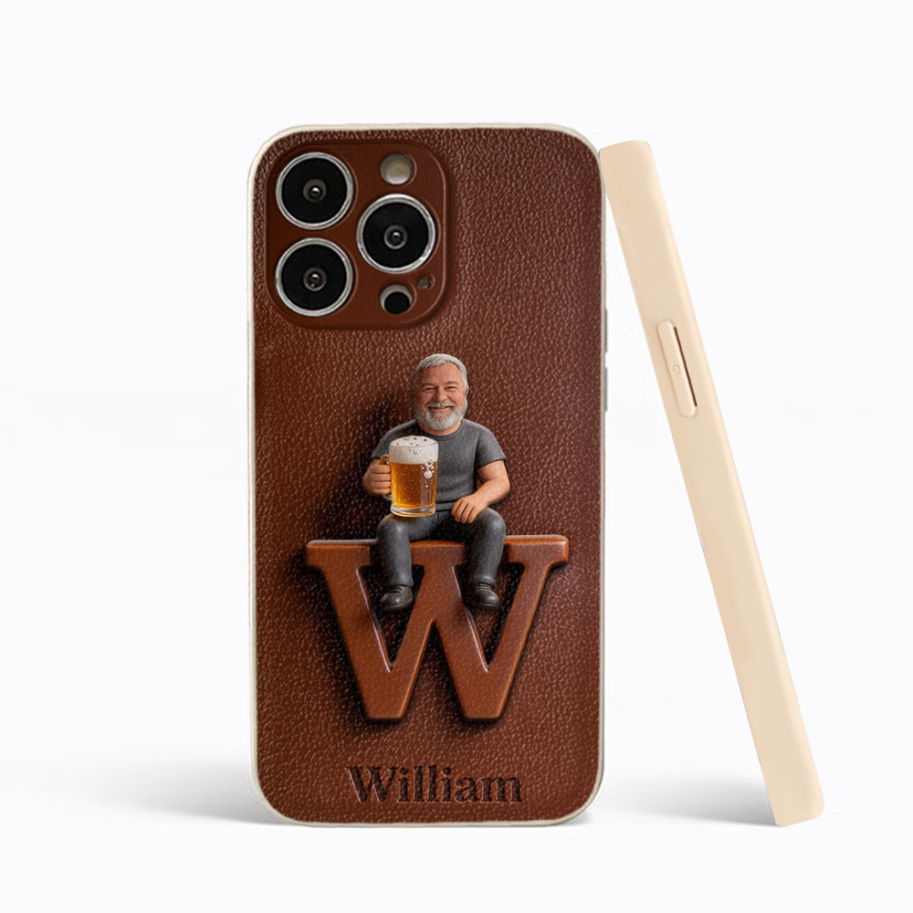 Custom Any Photo - Personalized Beer 3D Embossed Leather Phone Case
