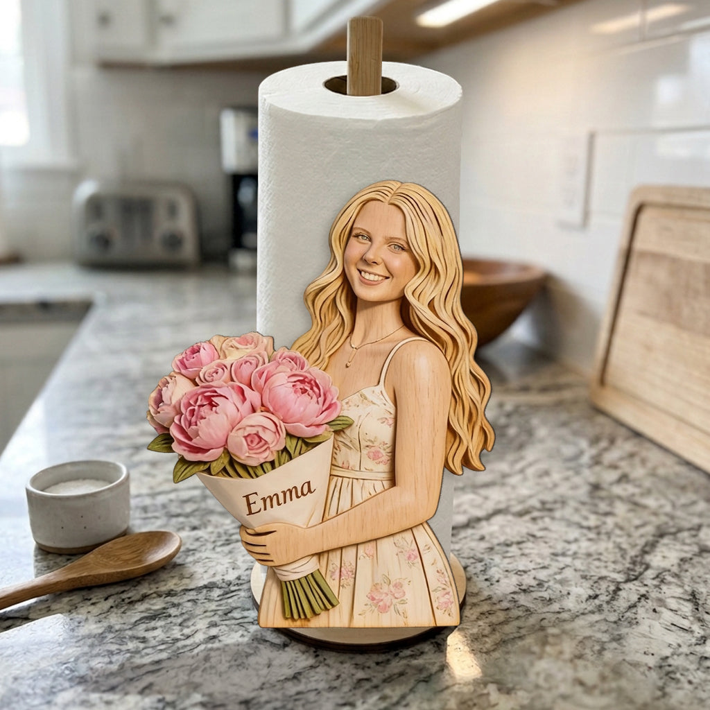 Custom Any Photo, Any Flower - Personalized Self Love Paper Towel Stand