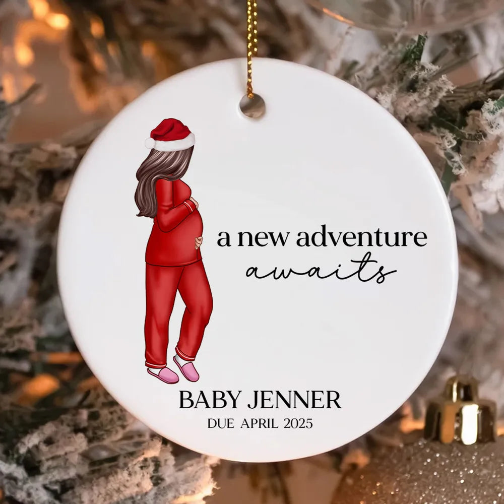 Personalized Ceramic Ornament for Mom-to-Be Christmas Keepsake