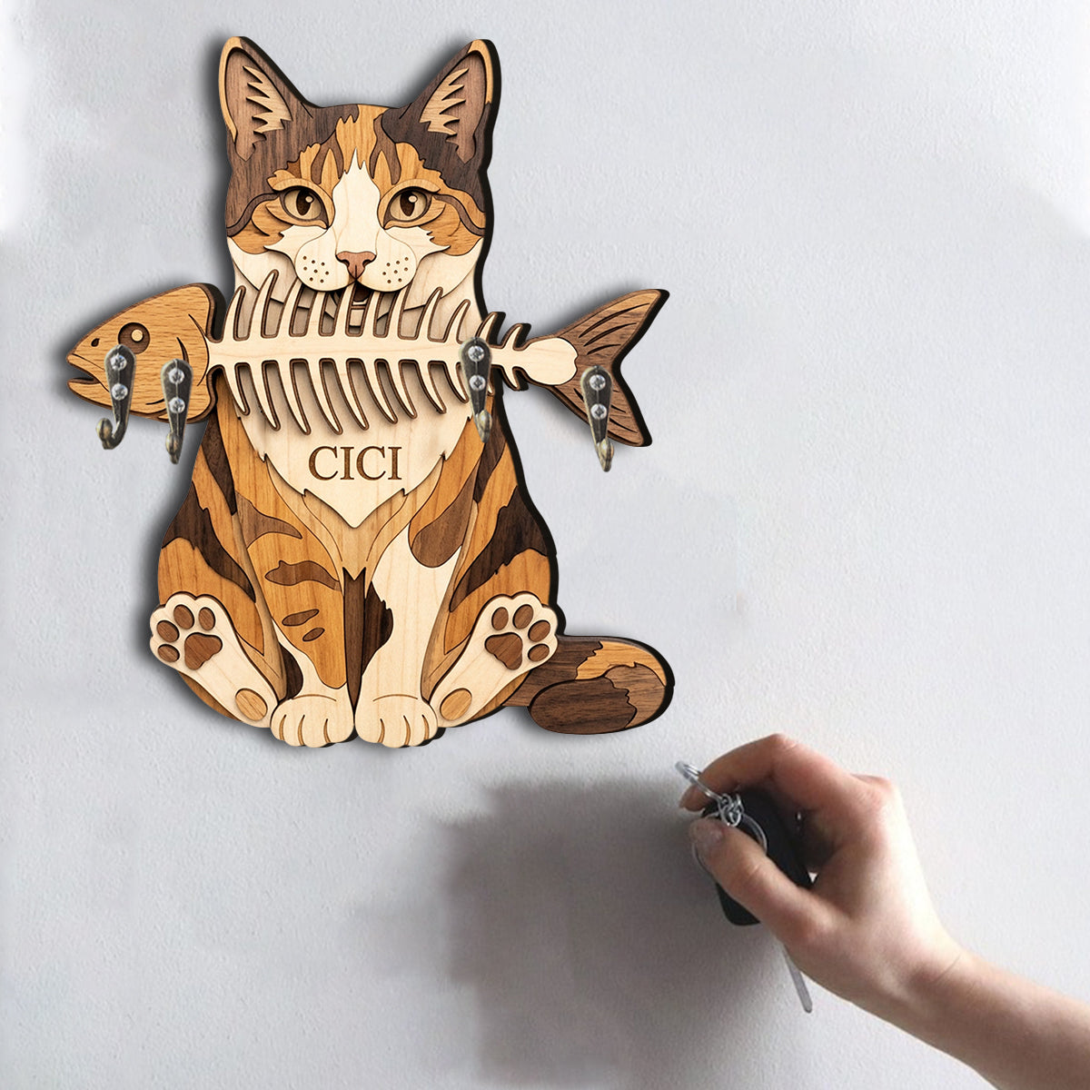 Funny Pet Keyrack - Personalized Cat Custom Shaped Hanging Rack