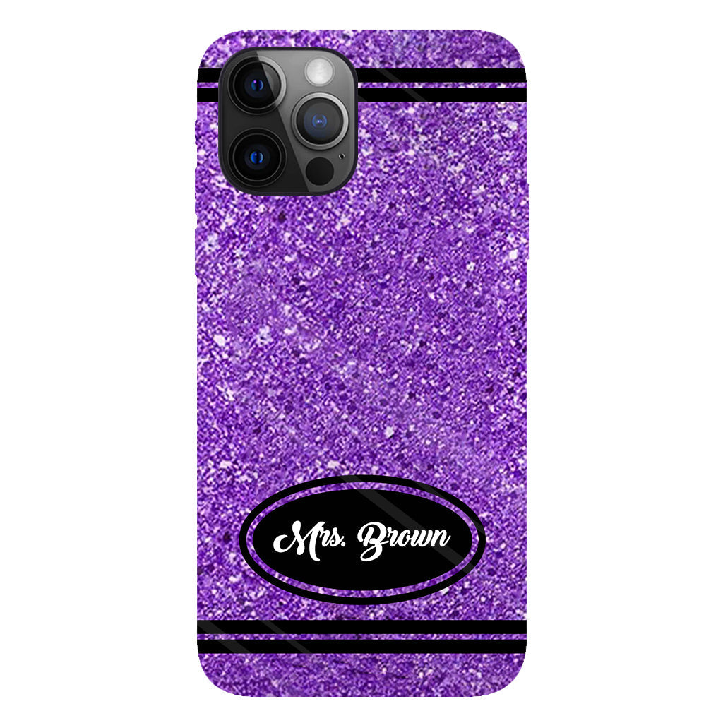 Artificial Glitter Crayon Design - Personalized Teacher Full Print Phone Case & Phone Grip