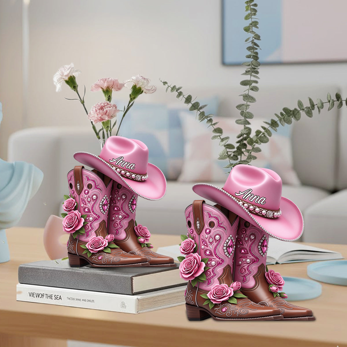 Cowgirl Boots - Personalized Cowgirl Custom Shape Acrylic Flower Vase