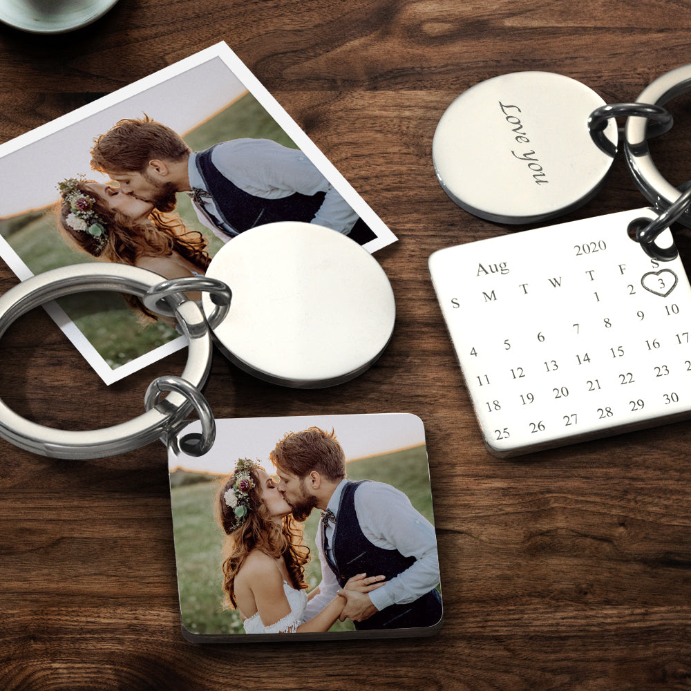 Custom Photo Calendar For Family, Couple, Besties Photo Calendar Keychain - gift for anyone, dog lover, cat lover, who lost a loved one - Personalized Keychain