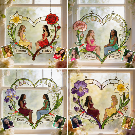 Any Photo If Friends Were Flowers I'd Pick You - Personalized Bestie Window Hanging Suncatcher Ornament