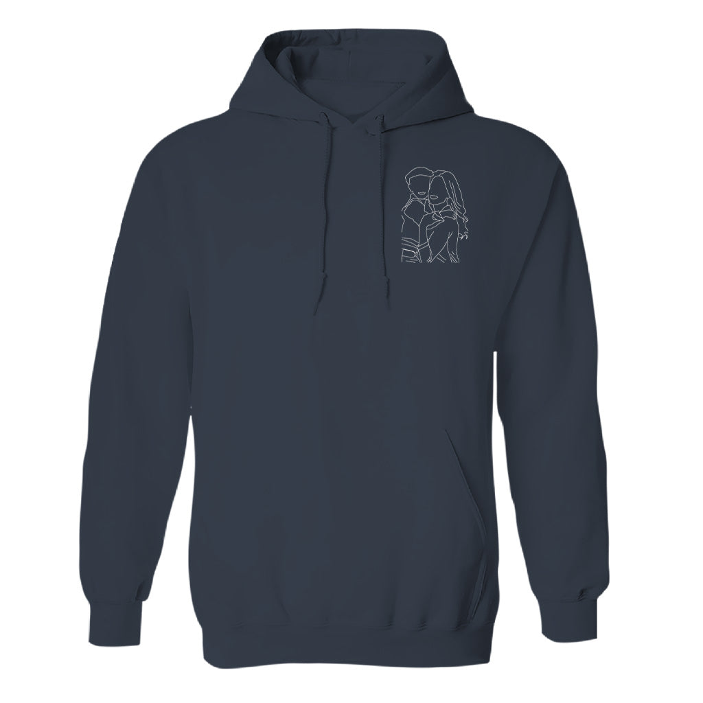 Custom Line Art - Personalized Aunt Embroidered Hoodie