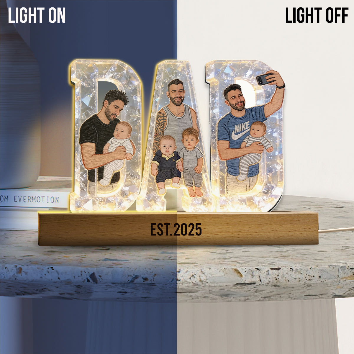 Best Dad Ever - Personalized Father Shaped Led Night Light