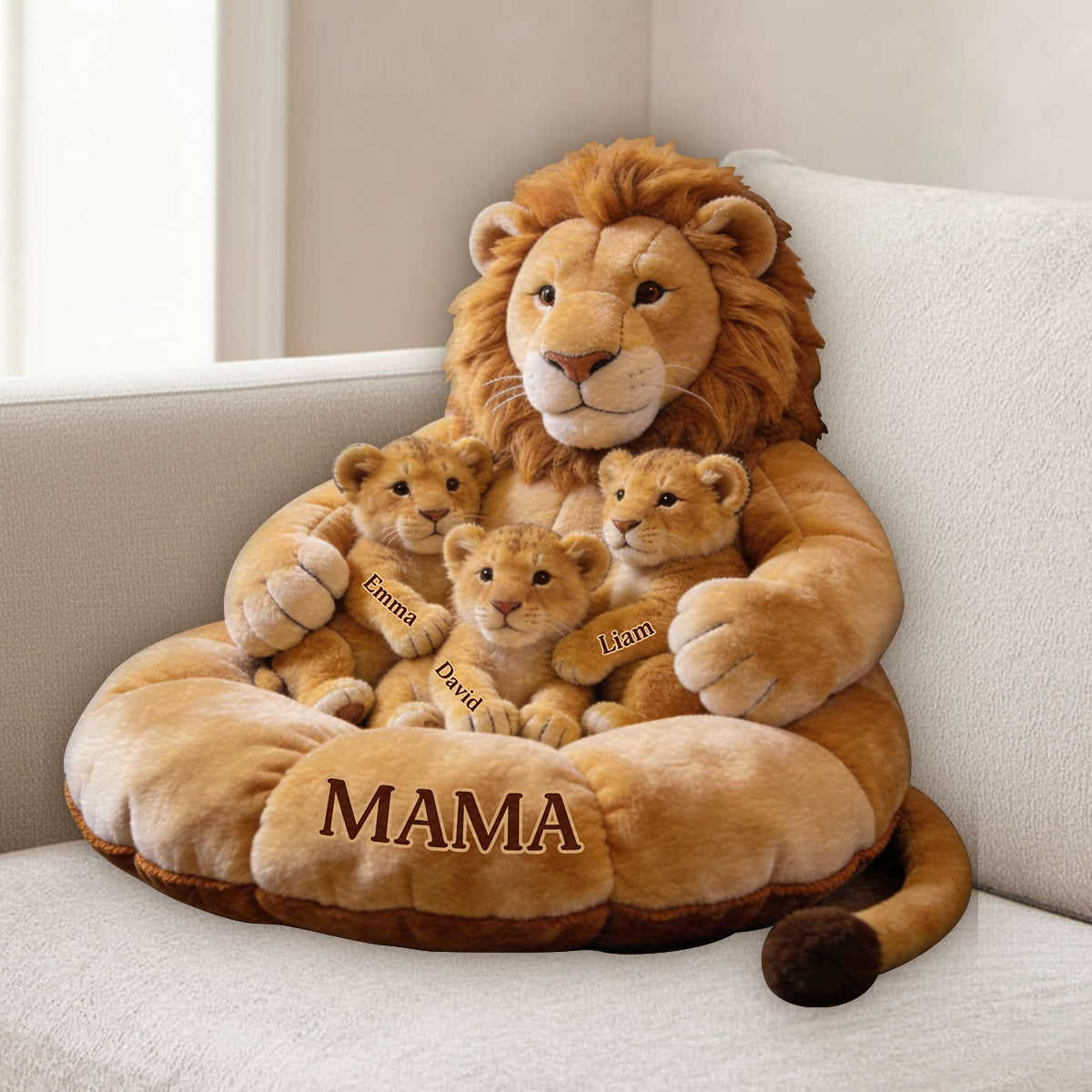 Lion Family Theme Mother's Day - Personalized Mother Premium Faux Fur Pillow