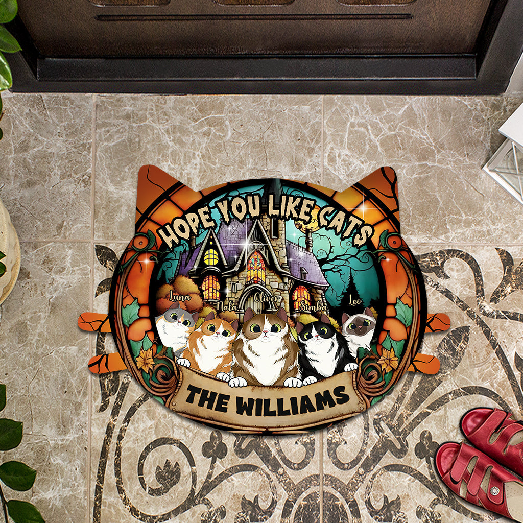 Hope You Like Cats - Personalized Cat Shaped Doormat