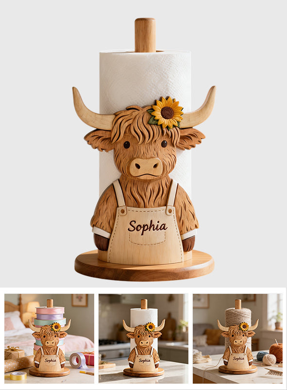 Just A Girl Who Loves Highland Cow - Personalized Highland Cow Paper Towel Stand