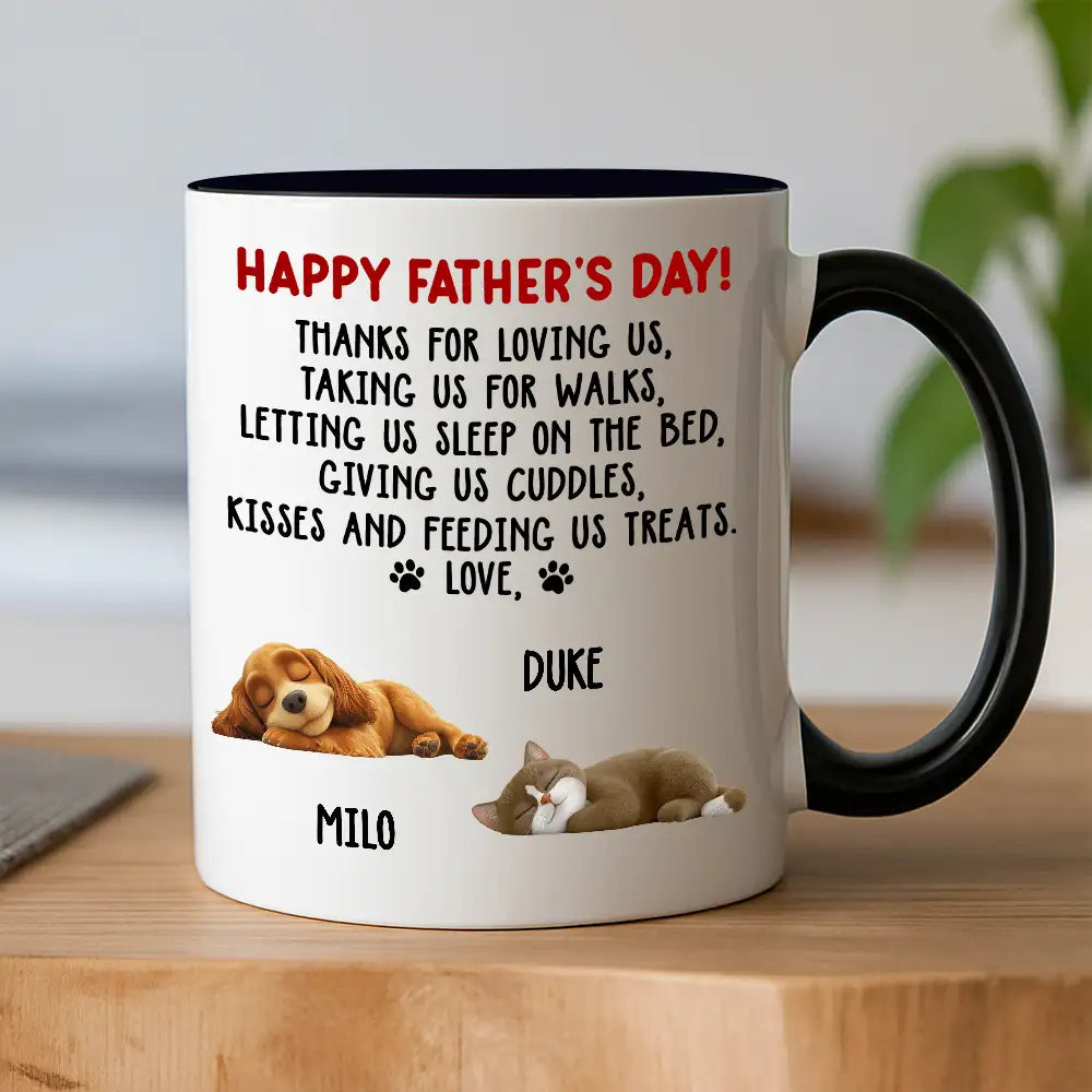 Funny Pet-Themed White Ceramic Mug – Father’s Day Gift for Dog Dads Featuring Sleeping Puppy