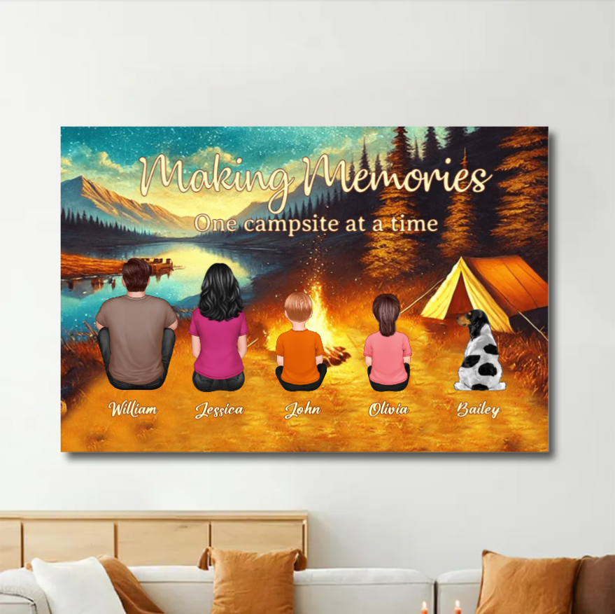 Making Memories Around the Campfire - Personalized Carhanger, Keychain, Poster or Canvas, Plaque, Wallet Card - Unique Family Camping Gift