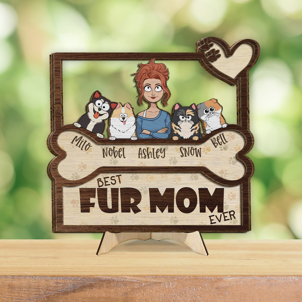 Best Fur Mom Dad Ever - Personalized Dog 2 Layered Wood Sign / Wood Plaque