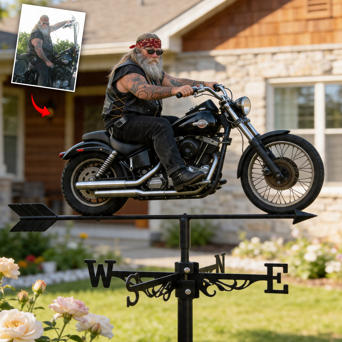 Biker Gift, Motorbike Lovers Gift - Personalized Biker Weather Vane