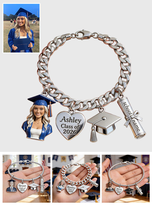 Class Of 2026 - Personalized Graduation Bracelet With Charms