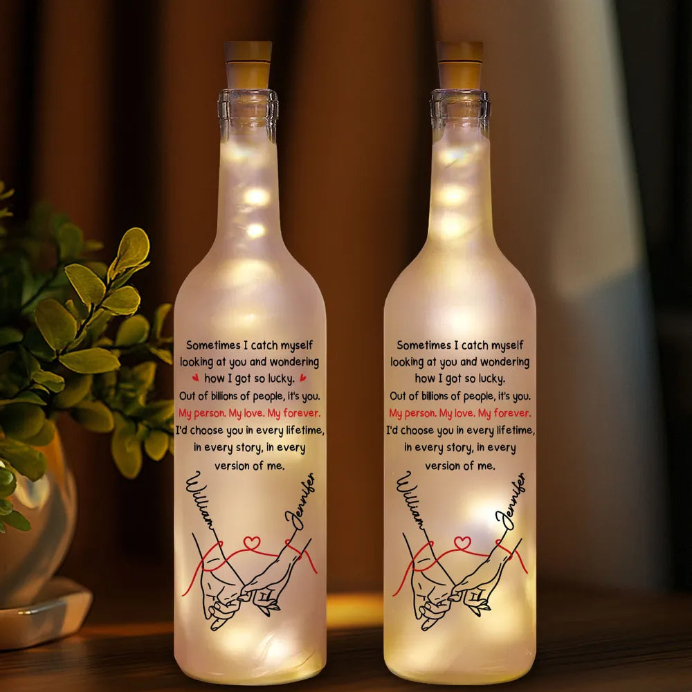 Custom Bottle Lamp With Soft Warm Light, Sweet 'How Lucky I Am' Message, Cozy Home Decor Accent, Thoughtful Gift for Her or Him