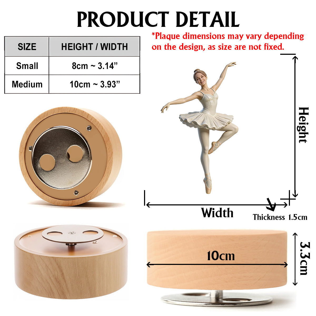 Custom From Any Photo - Personalized Ballet Rotating Music Plaque
