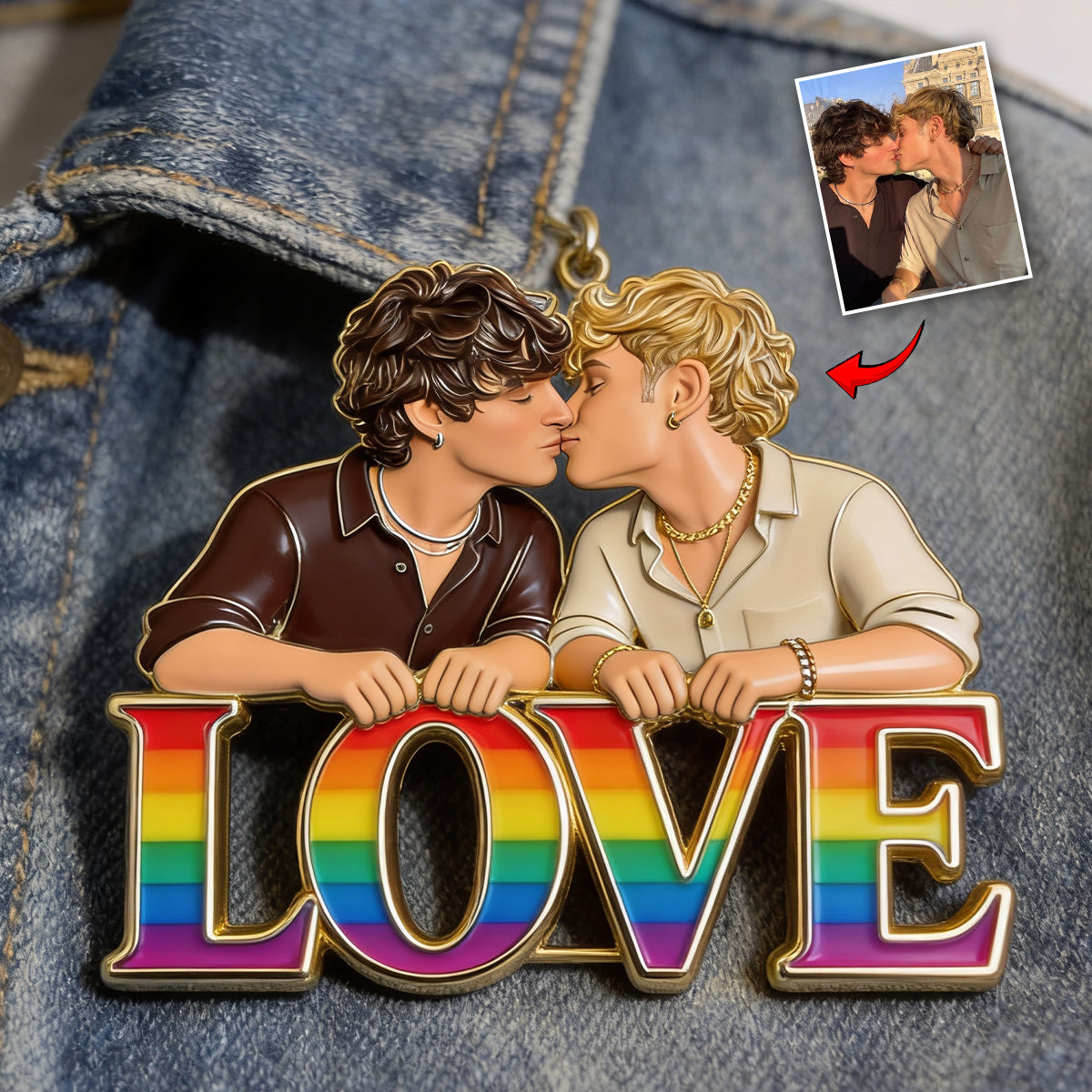 Custom Any Photo - Personalized LGBT Support 3D Embossed Enamel Pin
