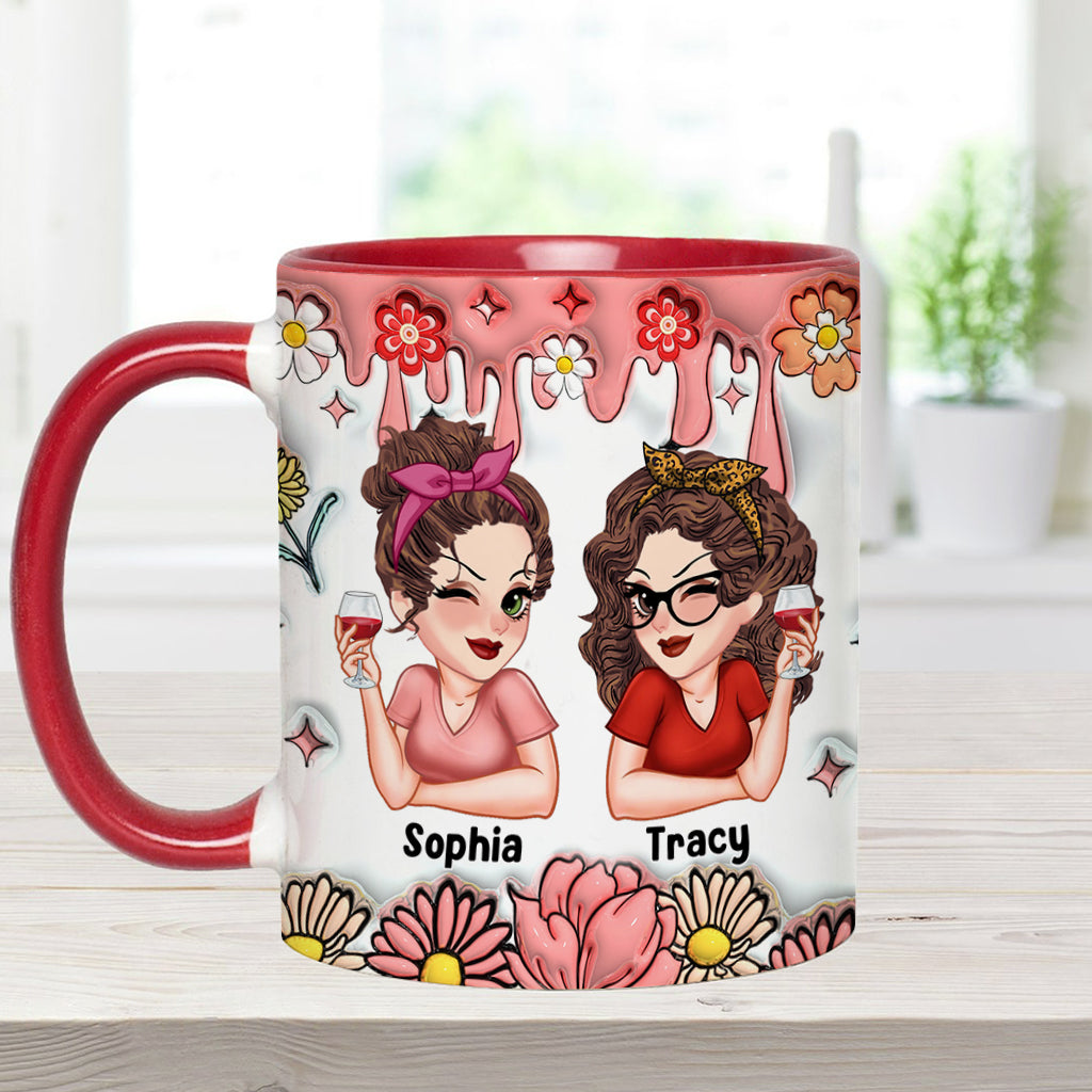 Besties Forever Floral - Personalized Bestie Accent Mug
