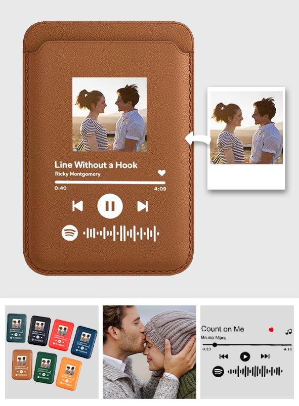 Custom Music Code And Photo - Personalized Spotify Code MagSafe Wallet Card Holder