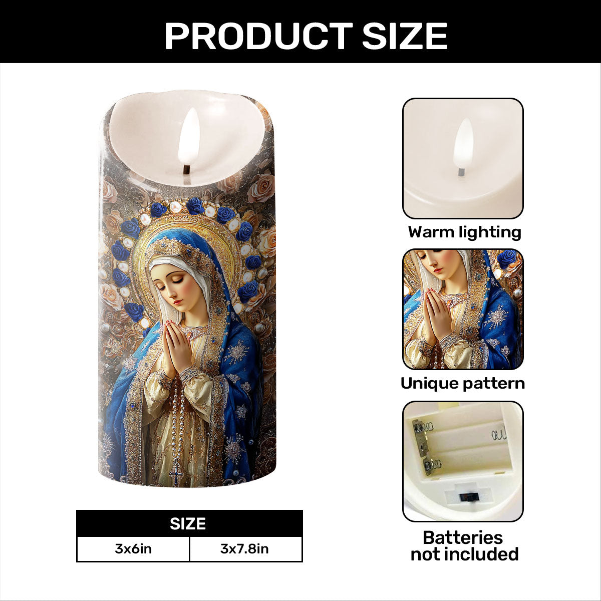 Prayer Candle for Husband – Warm LED Light, Inspirational Blessing and Strength Gift