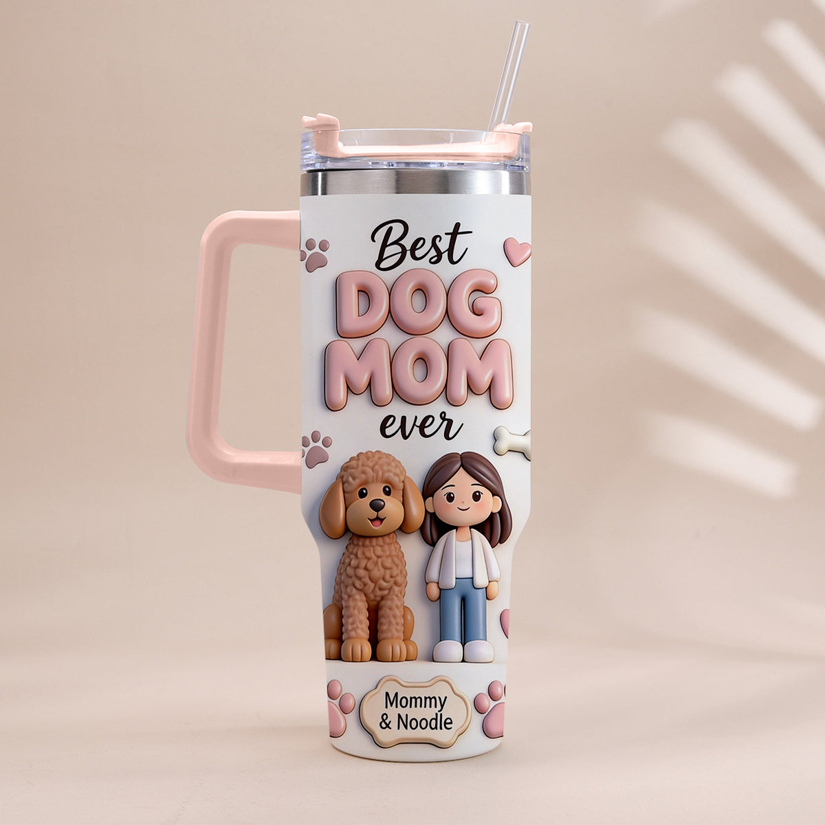 Best Pet Mom Ever - Personalized Dog Tumbler With Handle