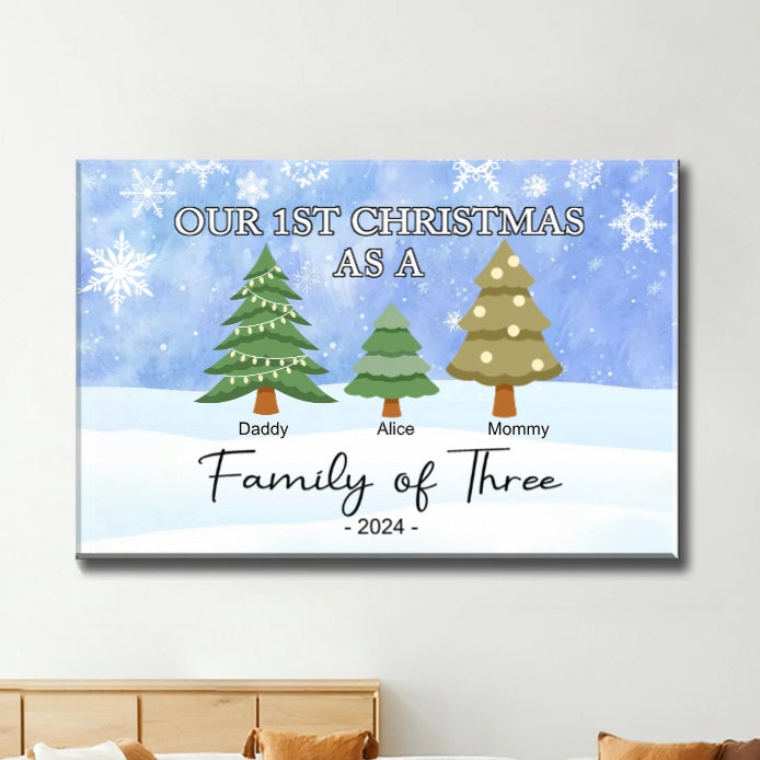Custom Family of Three Christmas Ornament - Personalized 1st Family Holiday Decor