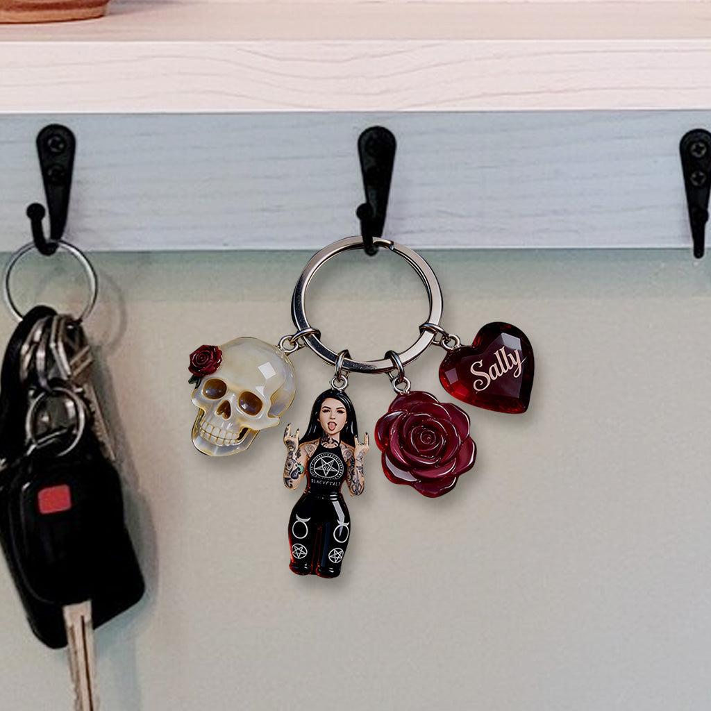 Custom Any Photo - Personalized Skull Premium Keychain With Charms