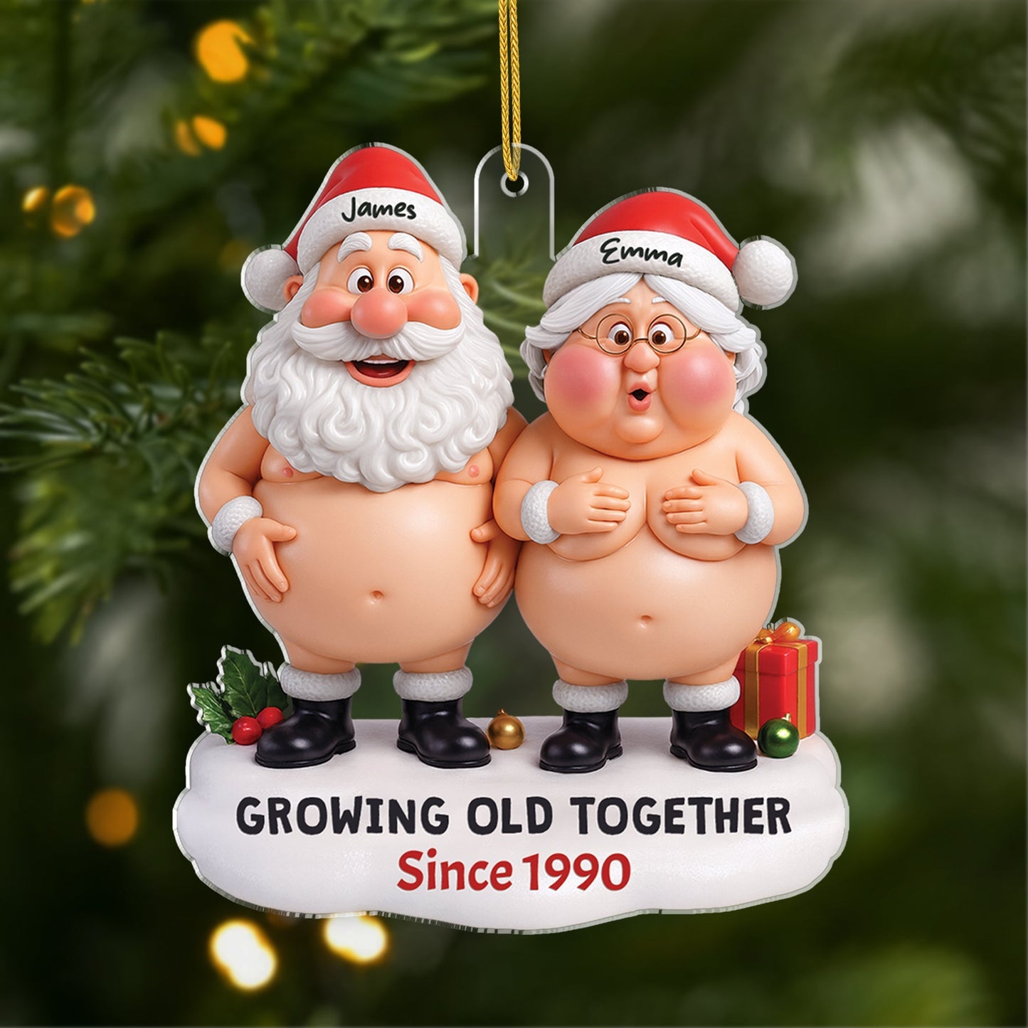 Personalized Acrylic Ornament for Couples Growing Old Together, Funny Christmas Tree Decor, Unique Romantic Gift