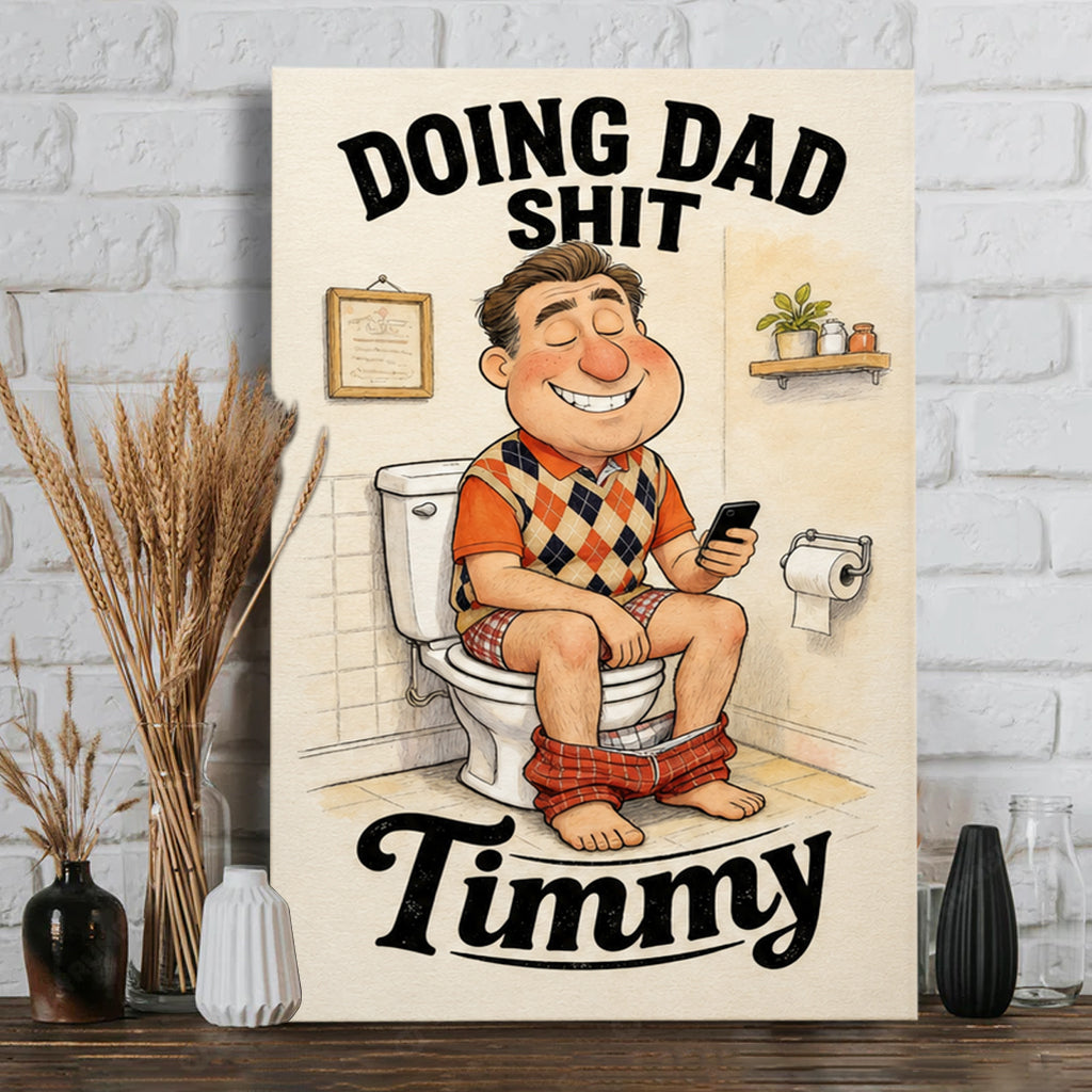 Funny Caricature Gift For Dad - Personalized Father Canvas And Poster