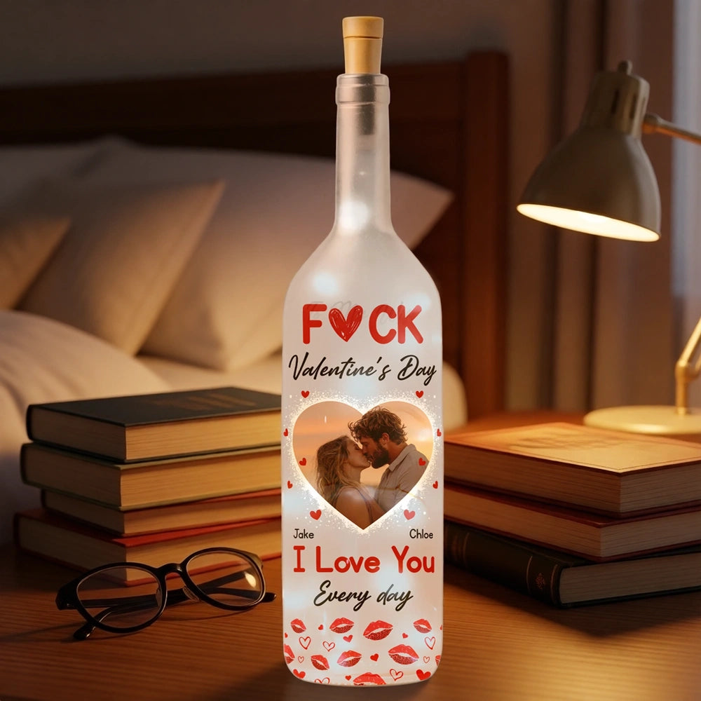 I Love You Every Day Photo Bottle Lamp, Heart Couple Kiss Warm Glow Decor, Unique Valentine's Day Gift
