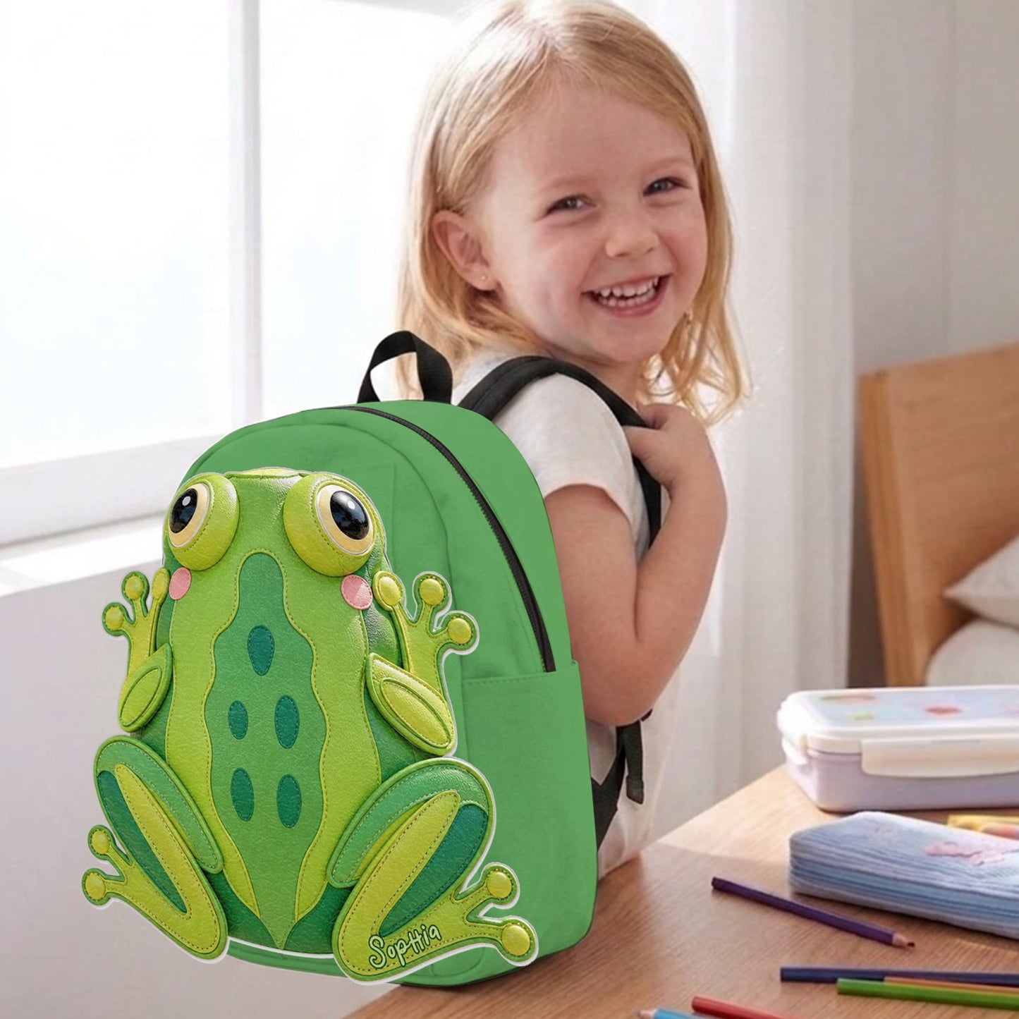 For Who Love Frogs - Personalized Frog Changeable Leather Patch Backpack