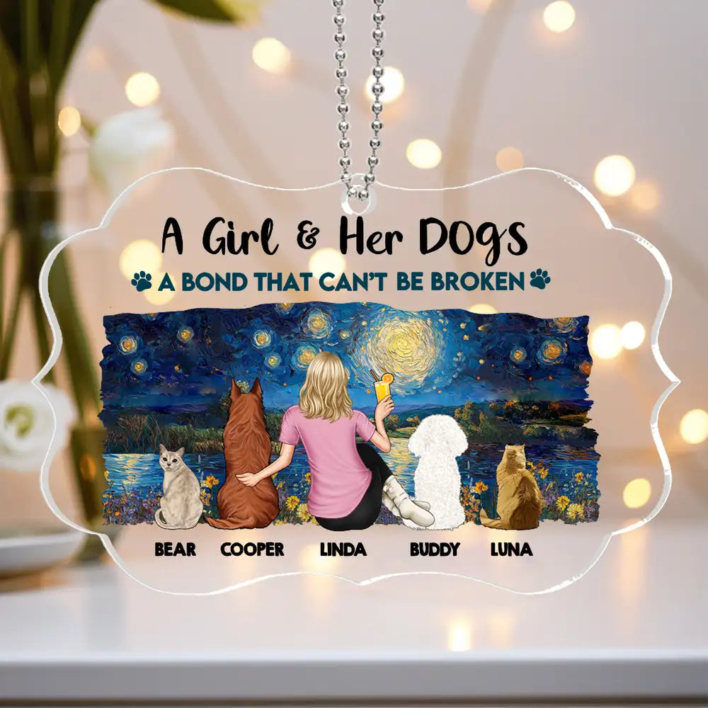 Personalized Pet and Owner Back View Ornament – Wood and Acrylic Combination for Unique Home Decor or Keepsake