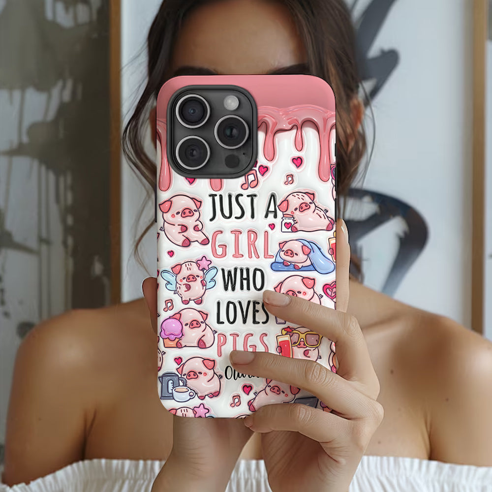 Just A Girl Who Loves Pigs - Personalized Pig Lover Full Print Phone Case