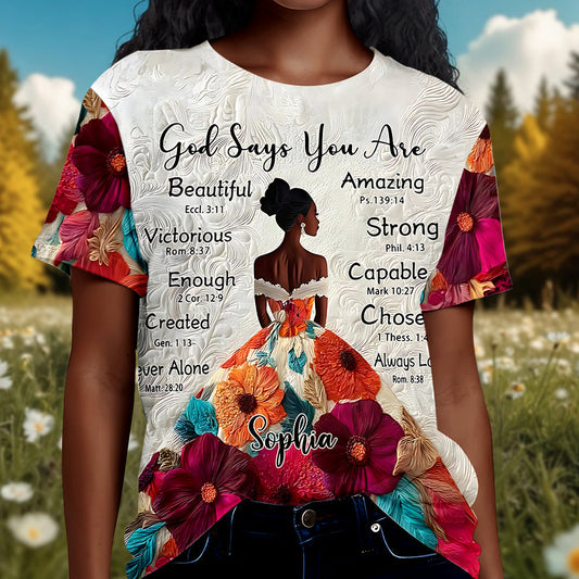 God Says You Are - Personalized African American All Over Shirt