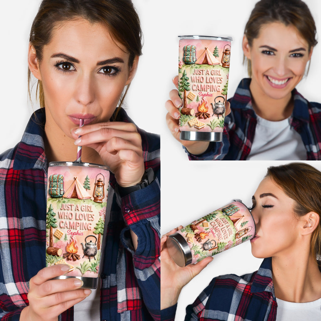 Just A Girl Who Loves Camping - Personalized Camping Tumbler