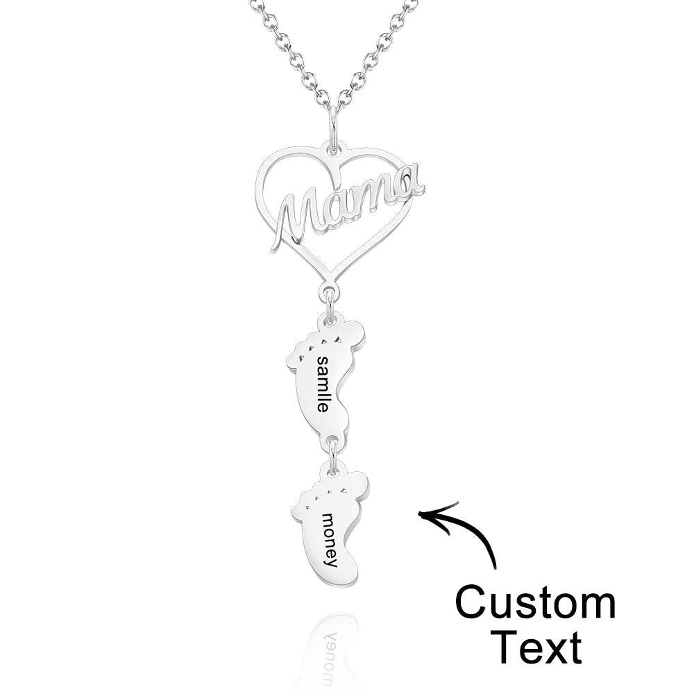 Heart Baby Feet Charm - Personalized Newborn Necklace