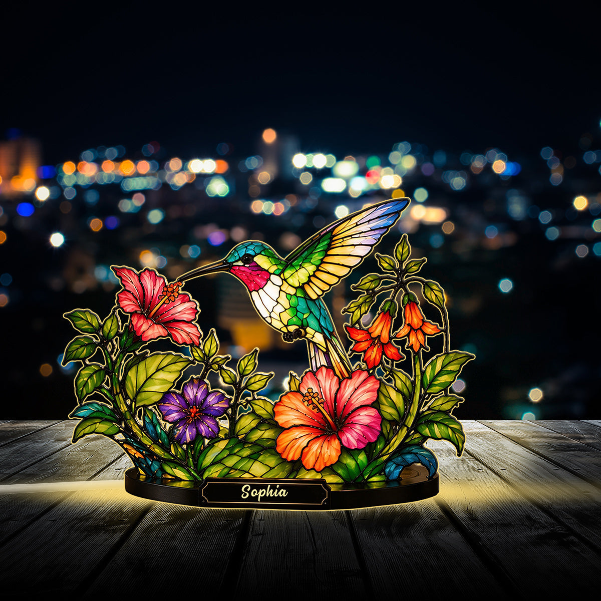 Beautiful Humming Bird - Personalized Hummingbird Acrylic LED Night Light