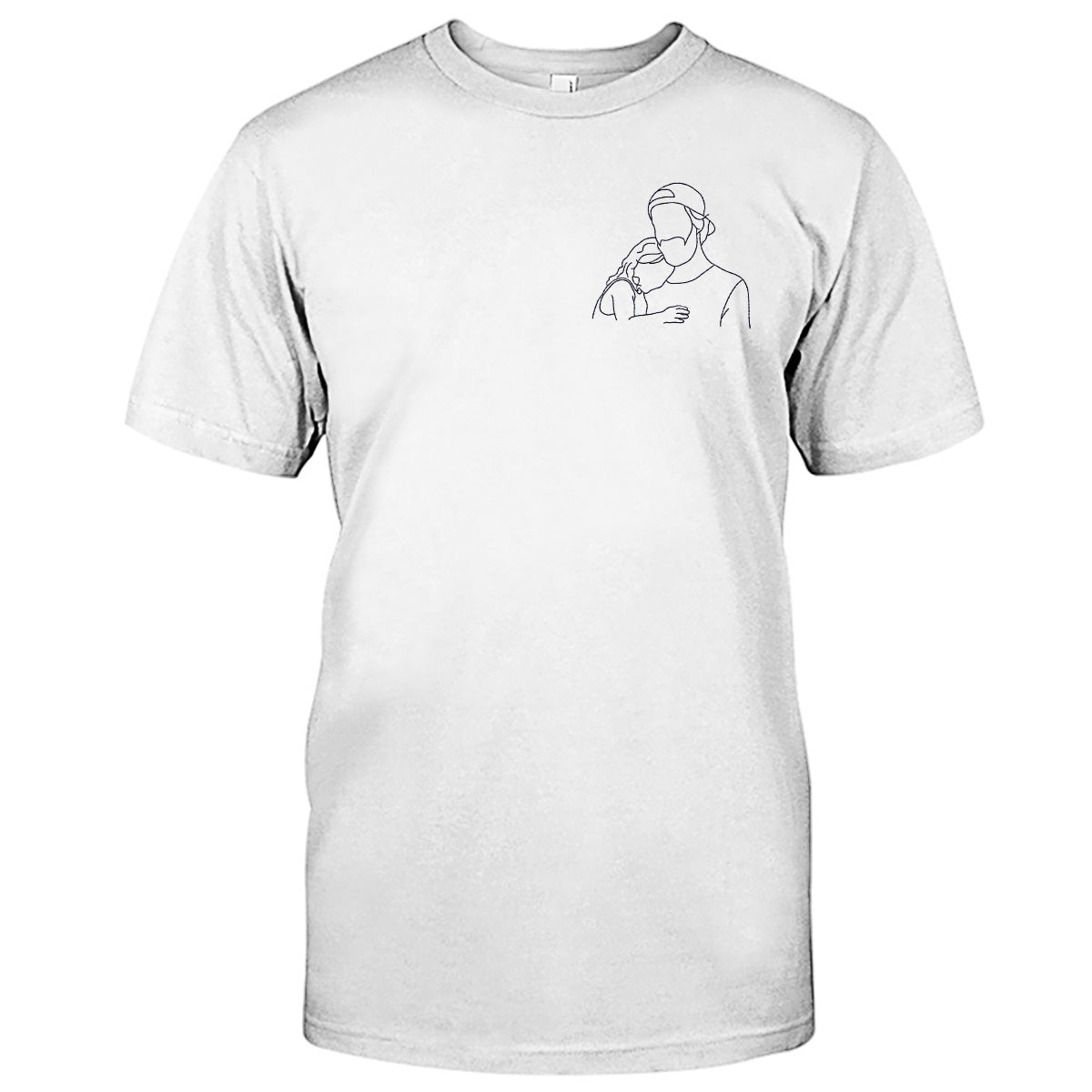 Custom Line Art - Personalized Step Dad Embroidered T-shirt