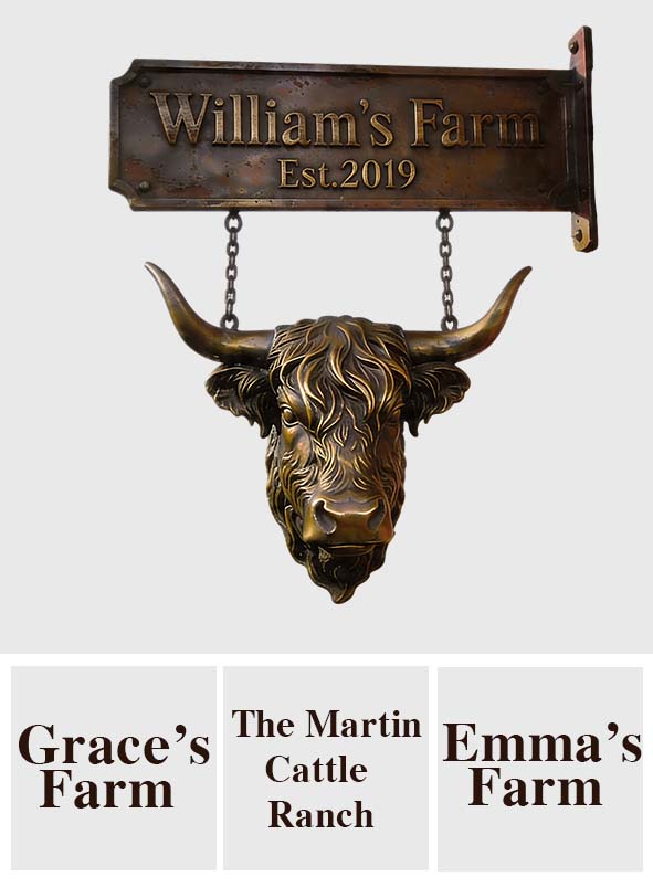 Highland Heritage Sign - Personalized Highland Cow Wooden Wall Mount Sign