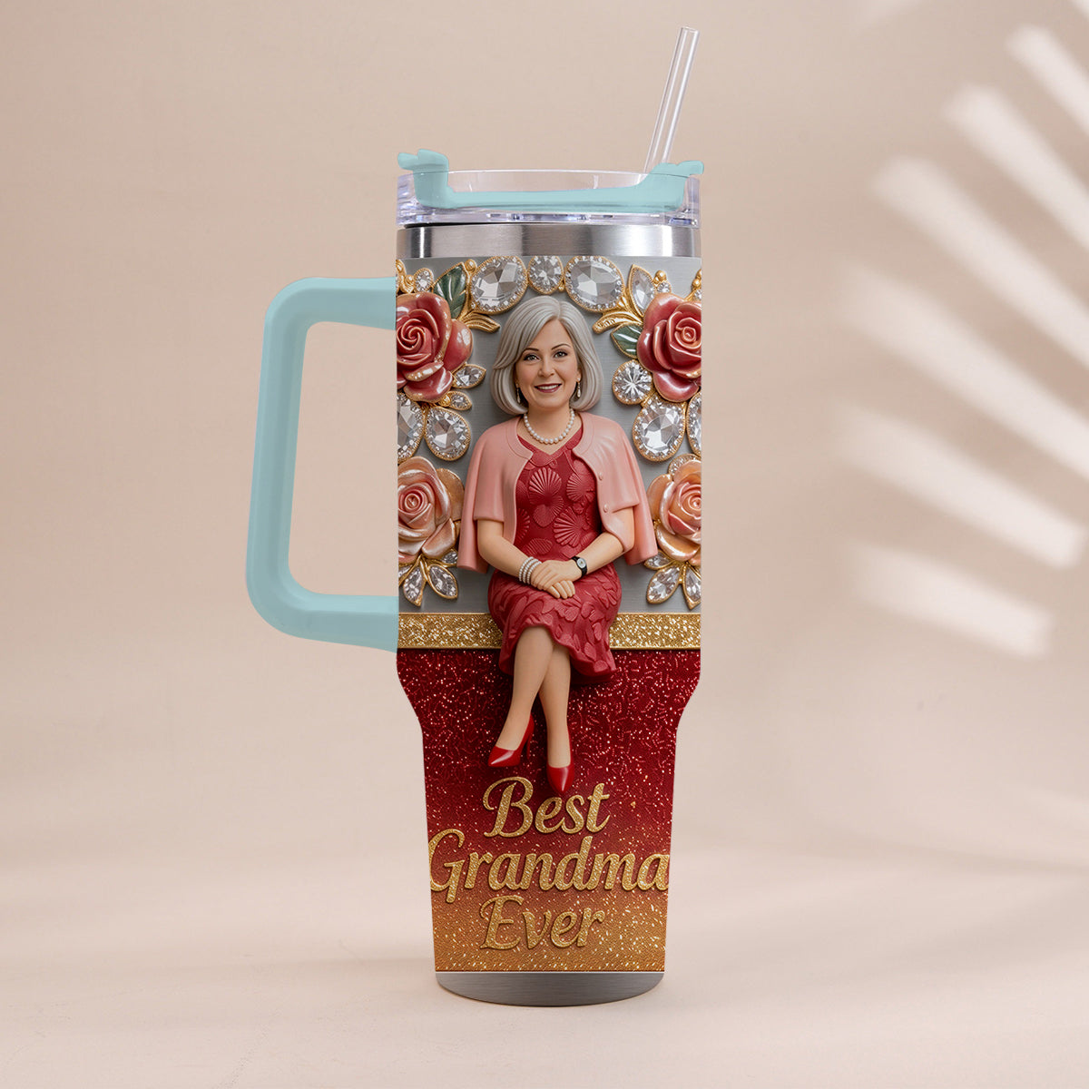 Best Grandma Ever, Perfect For Mom, Nana - Personalized Grandma Tumbler With Handle