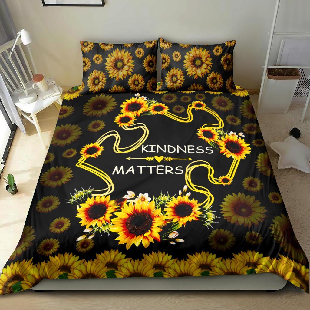 Autism Kindness Matters Sunflower - Autism Awareness Quilt Set 0921