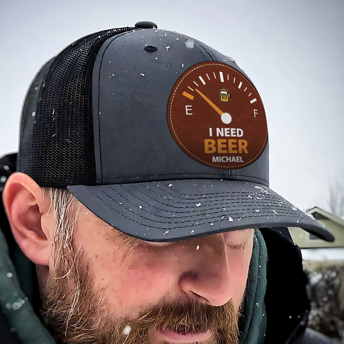 I Need Beer - Personalized Beer Leather Patch Hat