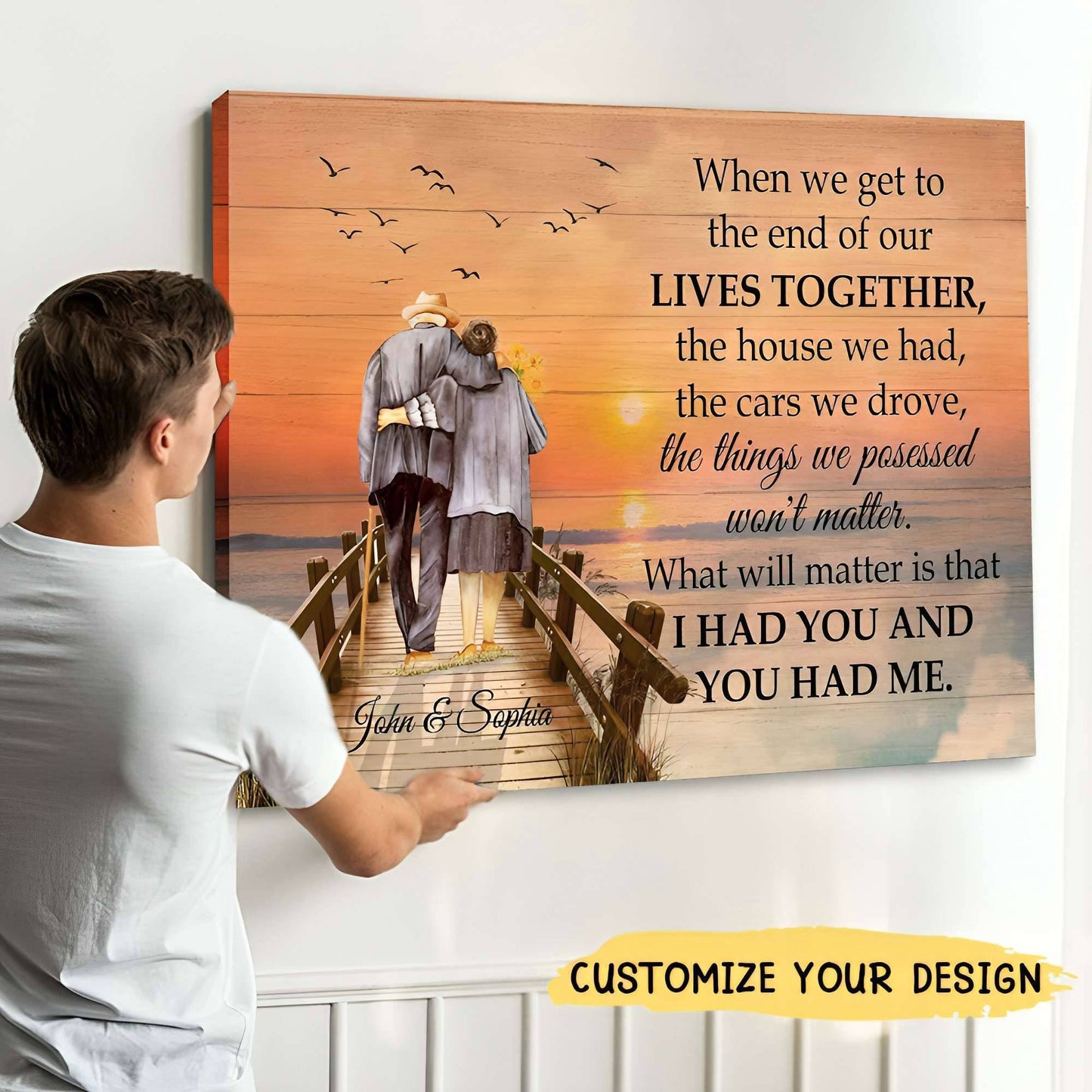 When We Get To The End Personalized Couple Canvas, Custom Couple Wall Art, Wedding Gift, Anniversary Hanging, Custom Couple Gift