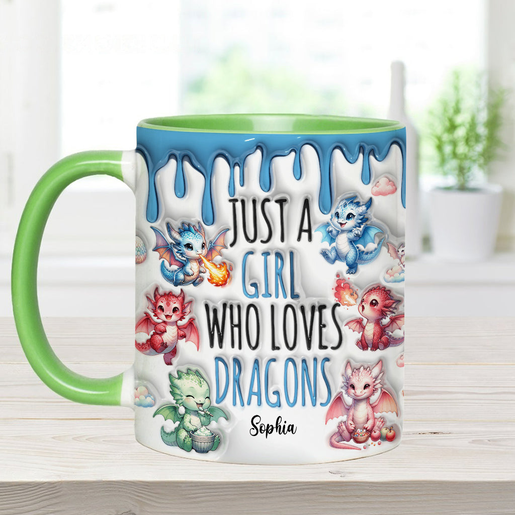 Just AGirl Who Loves Dragons - Personalized Dragon Accent Mug