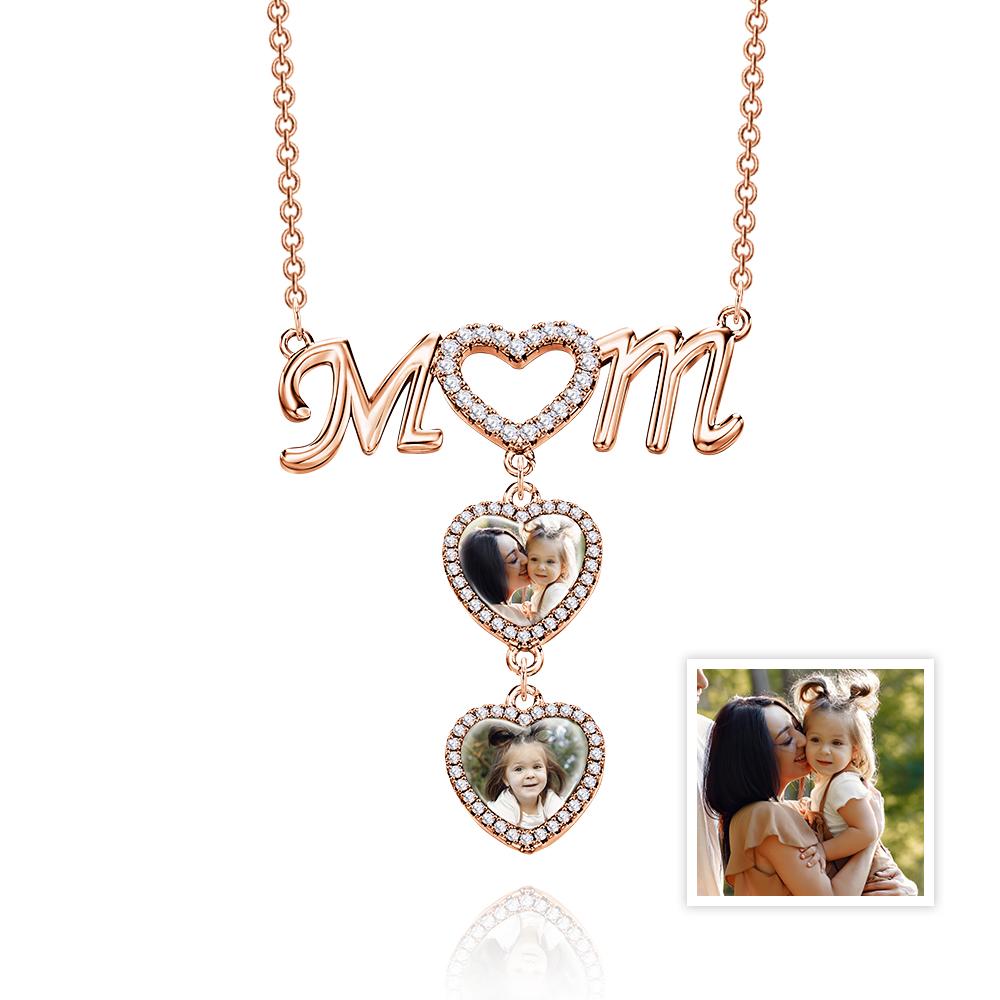 I Love You Mom - Personalized Mother Photo Heart Mom Necklace