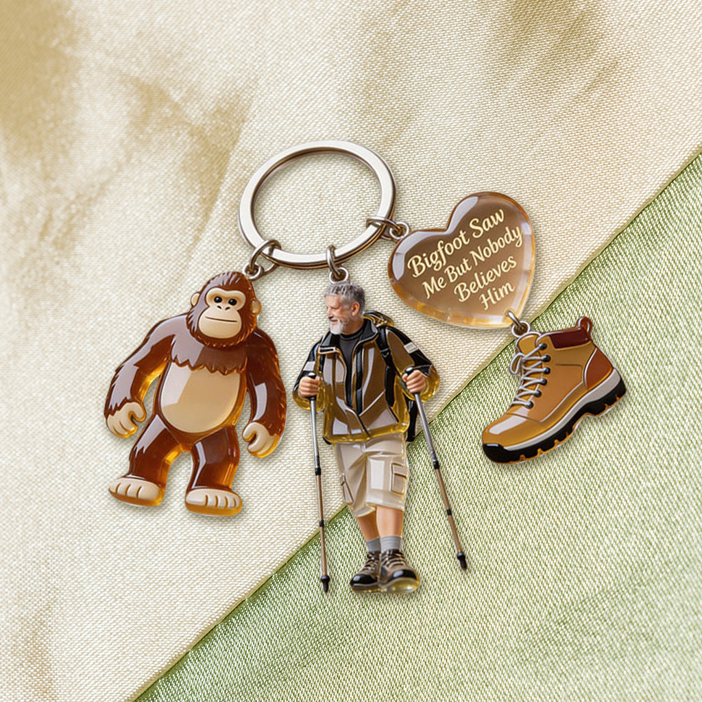 Custom Any Photo - Personalized Hiking Premium Keychain With Charms