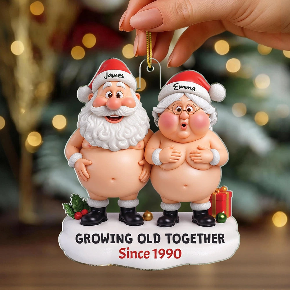 Personalized Acrylic Ornament for Couples Growing Old Together, Funny Christmas Tree Decor, Unique Romantic Gift