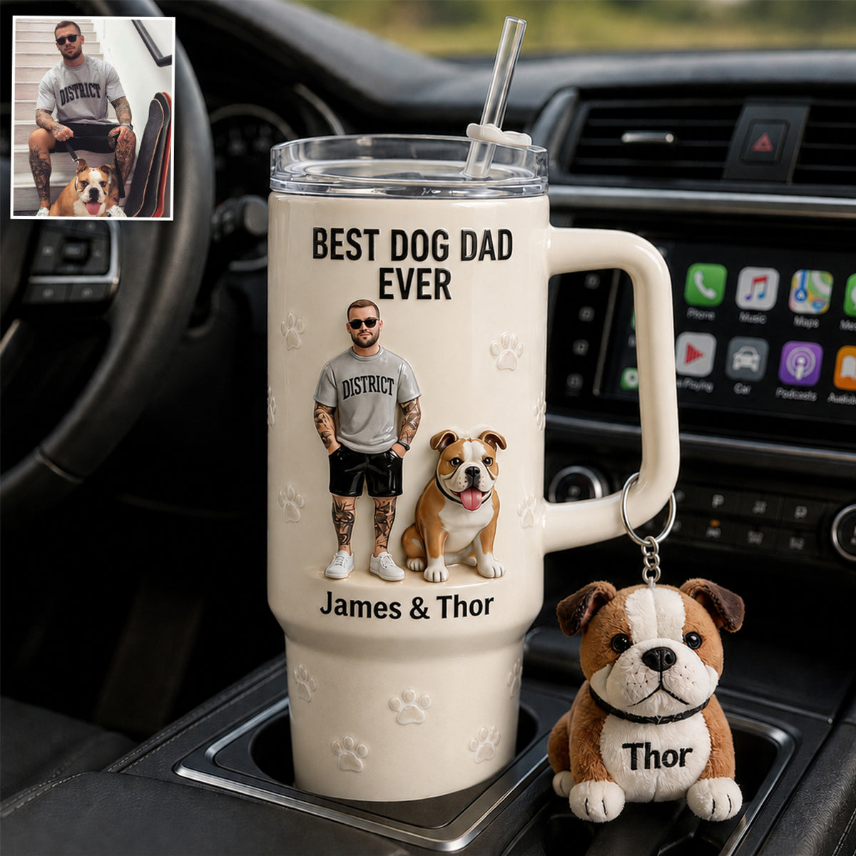 Always By My Side - Personalized Dog Tumbler With Plush Charm