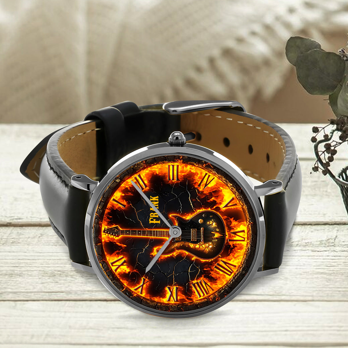 Fire Guitar - Personalized Guitar Hand Watch
