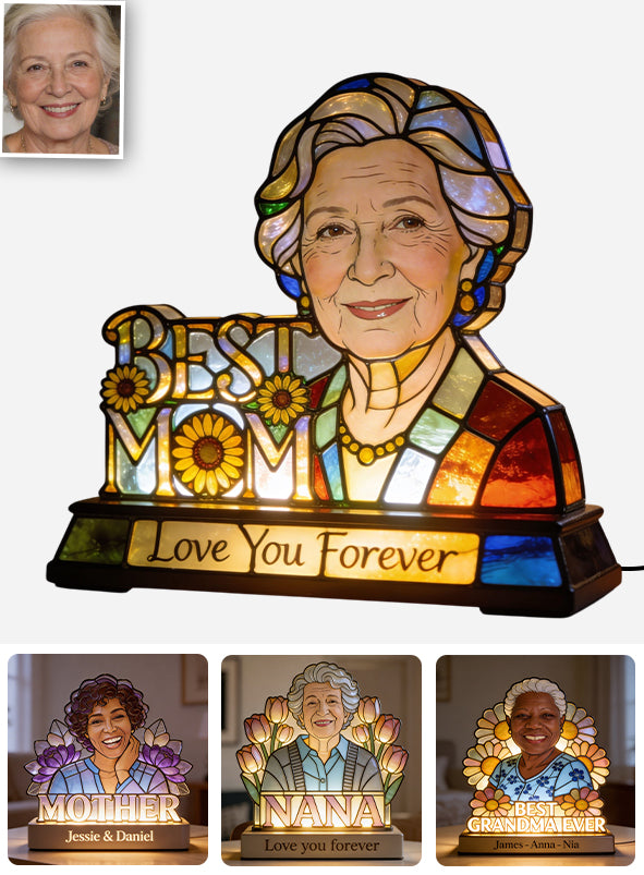 Custom From Photo Mom Grandma Flower - Personalized Mother Acrylic LED Night Light